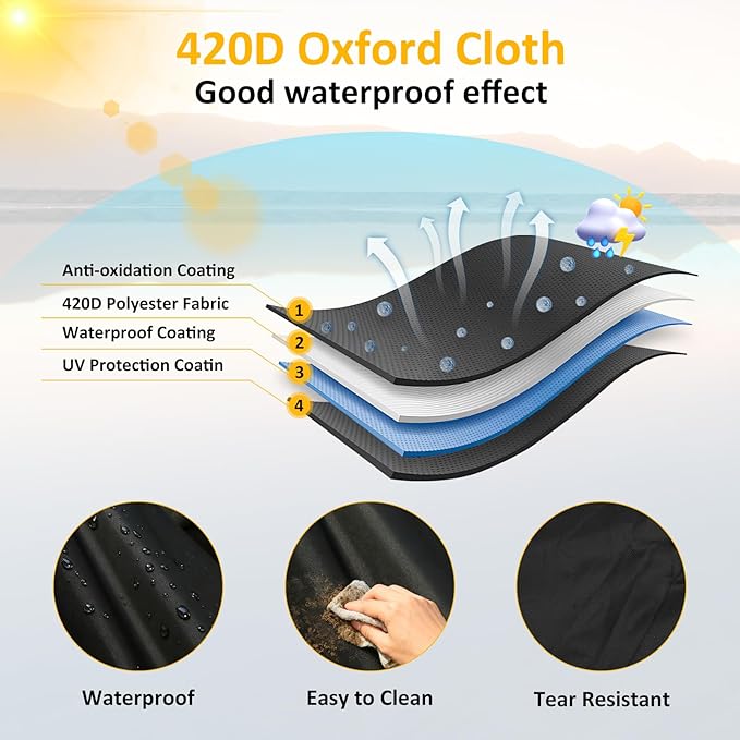 Falafa Golf Cart Cover 6 Passenger, Heavy Duty 420D Waterproof All Weather Protection, Universal Fit for EZGO Club Car Yamaha with Storage Bag & Reflective Strips