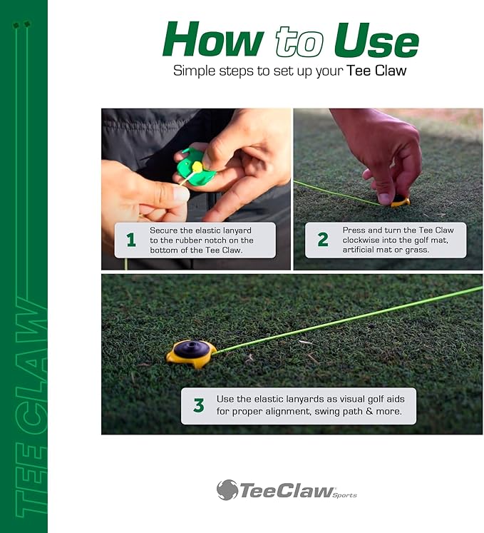 Tee Claw Golf Tee Holder, Great for Golf, Baseball and Softball for Putting Training Aid, Foot Placement, for Indoor and Outdoor Training, Made in USA