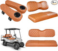 NOKINS Golf Cart Seat Covers for YAMAHA/G29/Drive2, Vinyl Front&Rear Seat Cover with Flip-Up Armrests kit, with Cup Holder, for 1" Square Tube (All Brown)