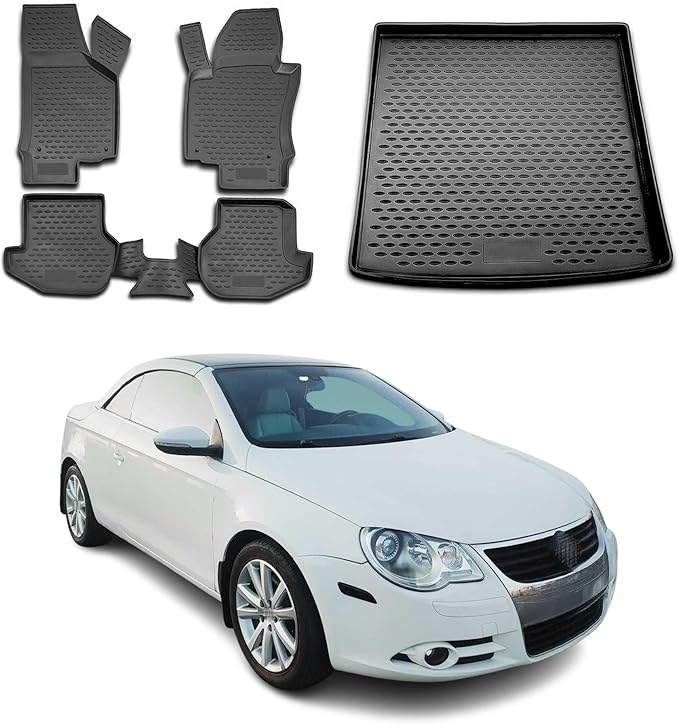 OMAC Custom Floor Mats & Cargo Liners for VW EOS 2007-2016 Black 5 Pcs