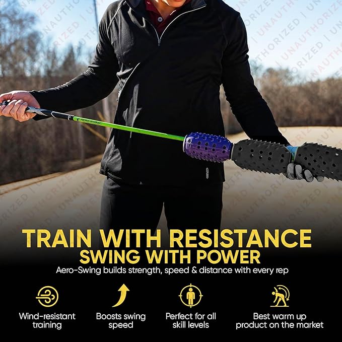 Aero Whip Shaft Tempo and Speed Golf Trainer, Flexible Shaft for Golf Training Aid, Great Golf Warm Up Tool, Swing Speed Air Resistance Training, Gain Up to 30 Yards On Your Drive
