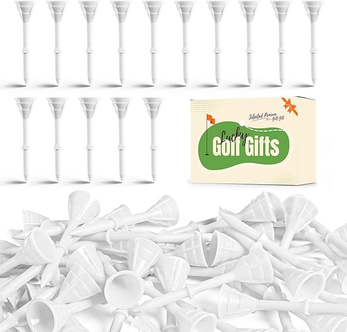 FINGER TEN Unbreakable Golf Tees Plastic 3 1/4 inch Value 50/100 Pack, Low Friction & Low Ball Spin Long Tees to Improve Distance & Accuracy, Durable Tees with Assorted Colors to Practice