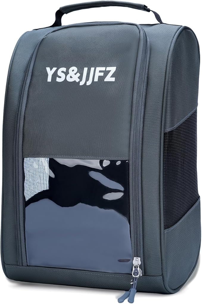 YS&JJFZ Golf Shoe Bag, 2 Pcs Golf Shoes Bag Men/Women Outdoor Zippered shoe bags for travel Tote with Ventilation, 2-sided breathable mesh fabric, front transparent visible film
