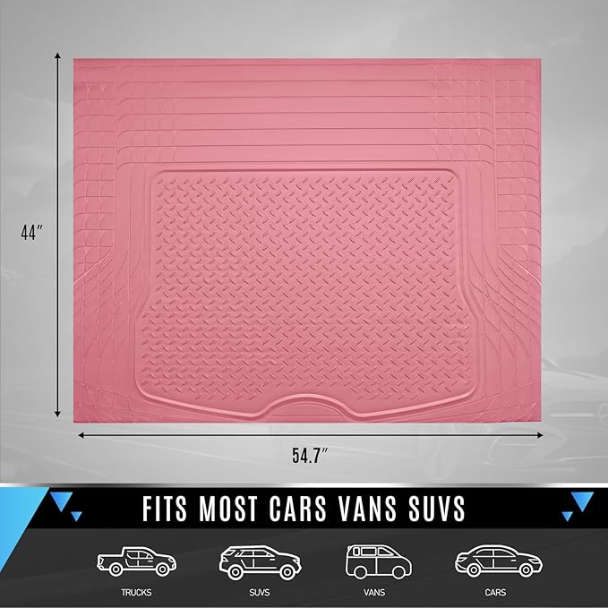 PIC AUTO Heavy Duty Rubber Trunk Cargo Liner Floor Mats, Trimmable to Fit for Car, SUV, Van, and Trucks – All-Weather Protection, Anti-Slip Backing, Easy to Clean, Durable and Long-Lasting(Large,Pink)