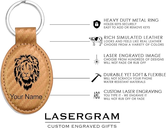 LaserGram Oval Keychain, Golf Ball, Personalized Engraving Included (Carbon Fiber Bronze)
