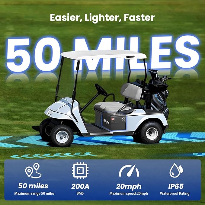 36V lithium golf cart Battery, built-in Bluetooth 200A BMS and LCD displaywith 25A Charger，IP65 water&dust,10000+ Cycles Rechargeable Lithium Golf Cart Battery, Perfect for Golf Carts
