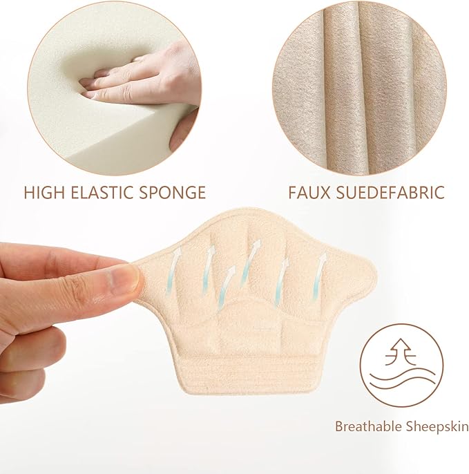 Heel Grips Inserts,Heel Gripsfor Loose Shoes,Too Big Boots, Reusable Heel Guards Liners for All People,Self-Adhesive Heel Protector Pads (4 Gray)