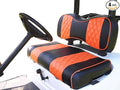 Huskey 4PCS Golf Cart Front/Rear Seat Covers for EZGO Medalist/TXT 94-13 Custom Two-Tone Black/Orange Diamond Stitching with Orange Piping, Marine Grade Vinyl Material, Staple on Design