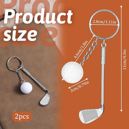 2 PCS Golf Club Keychain, Mini Alloy Golf Keychain Golf Gifts Keychains for Men Women Golfers Golf Ball Keychains Backpack Decorations Birthday Christmas Gifts for Family Sports Golf Lovers