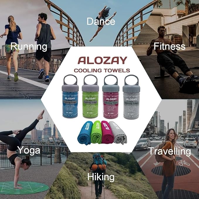 2 Pack Cooling Towels (40"x 12") with Handle Carry Package, Microfiber Ice Towel for Instant Relief, Soft Breathable Chilly Towel for Yoga, Workout, Hiking, Golf, Gym (Rose Red/Grey)