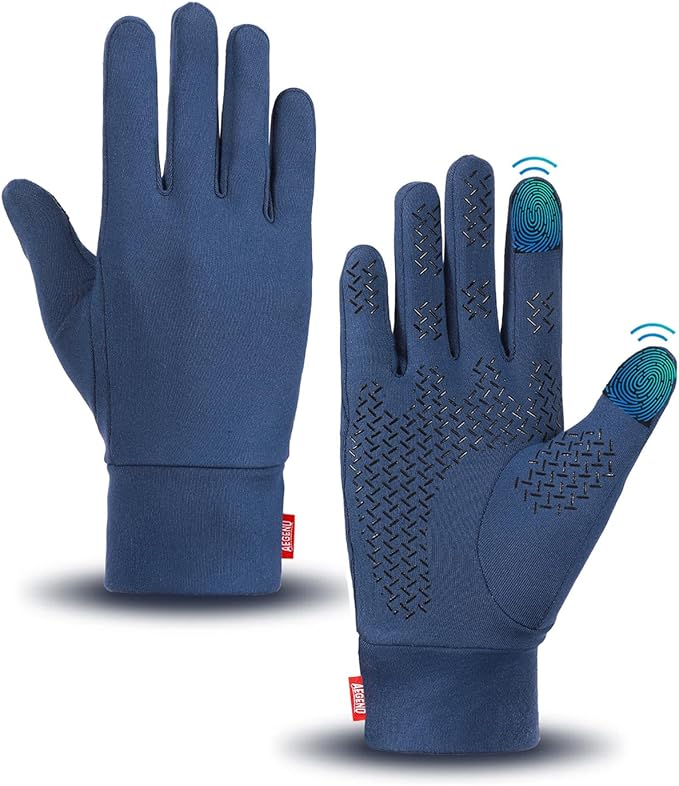 Aegend Lightweight Winter Gloves for Men Women, Warm Running Gloves Touchscreen Thermal Glove Liners for Cold Weather Driving, Cycling & Hiking, Non-Slip, Elastic Cuff, Stretchy, Durable