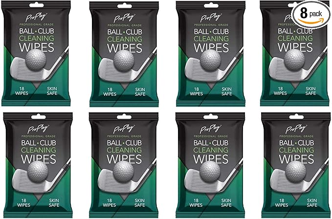 ProPlay Ball & Club Cleaning Wipes | Powerful Cleaner Removes Dirt, Grass, and Sand | Convenient, Resealable Pack - Unscented 8 Pack