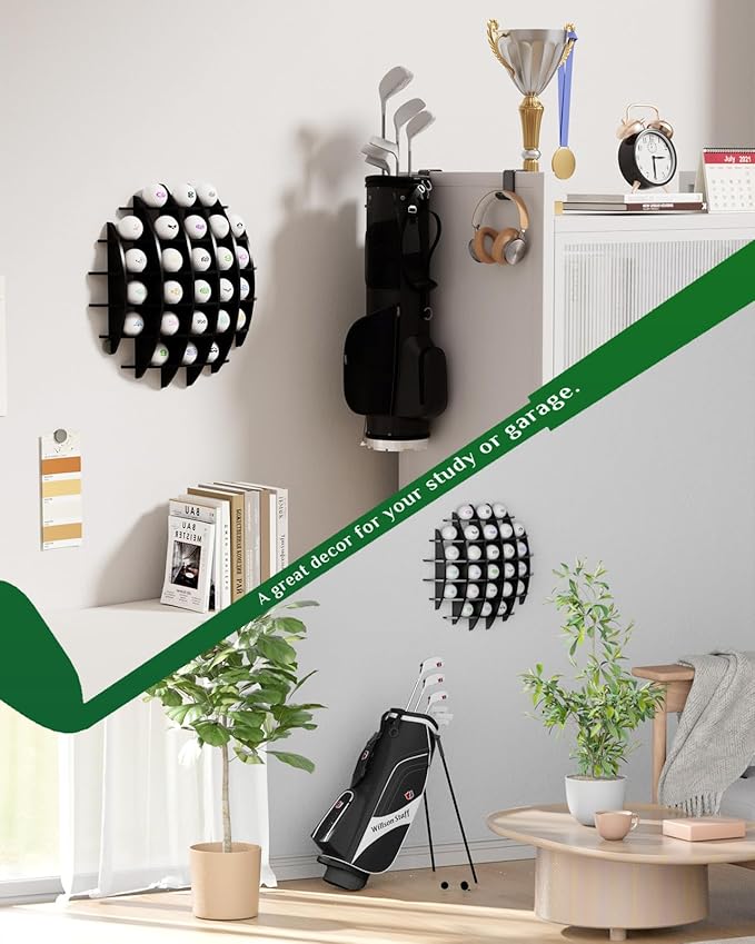 Golf Ball Display Case Acrylic, Spherical Golf Ball Display Rack, Golf Ball Display Case Wall Mounted, Golf Ball Case Display up to 26 Golf Balls(Black)