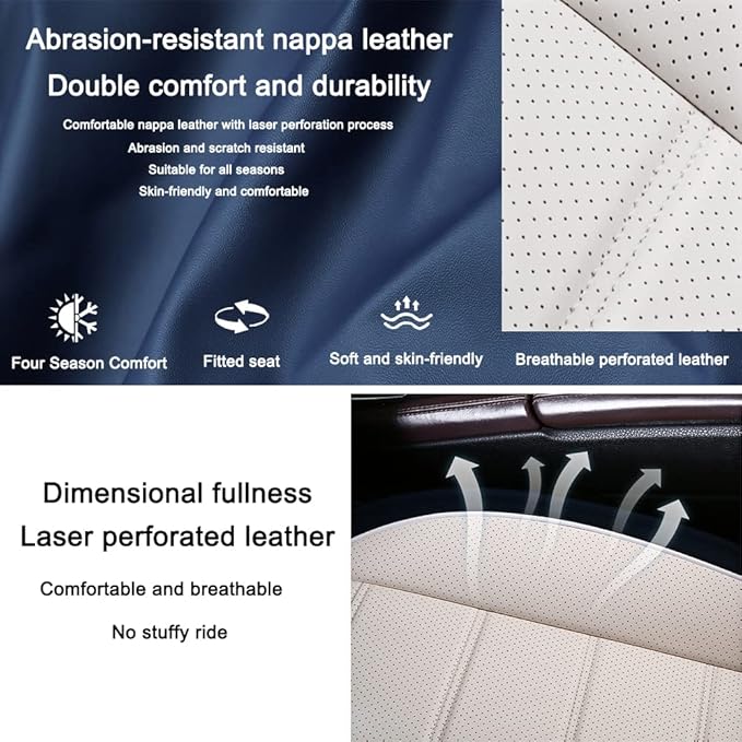 Leather Car Seat Covers for VW Golf SportWagen 2015-2019,Waterproof Soft Seat Covers,Interior Accessories Seat Covers Protector Airbag Compatible(5pcs Black&Red Standard)