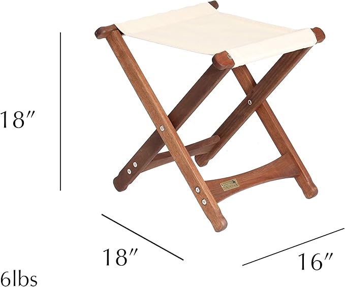 BYER OF MAINE Pangean Folding Stool – Canvas Camp & Wood Camp Stool for Portable & Outdoor Seating in Natural Color