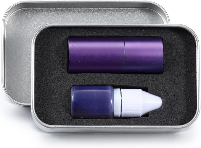 Golf Ball Stamp Personalized Marker - Premium Metal Custom Golf Ball Stamp - Quick-Dry Ink Monogram Identifier - Unique Golfing Accessories Gifts for Men Dad (Mental-Purple-2)