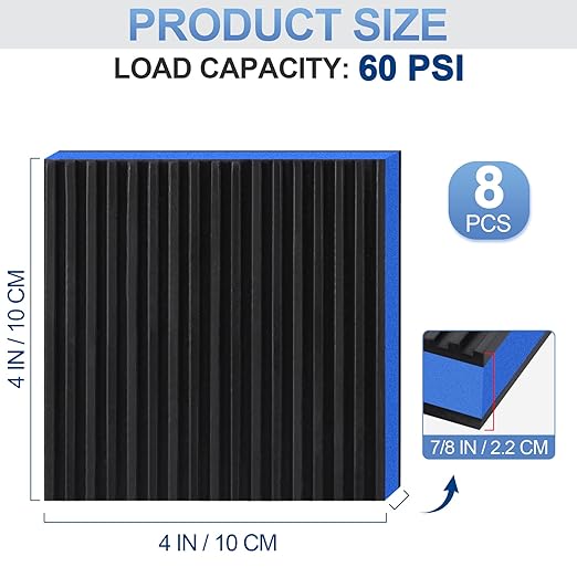 ToLanbbt 8 Pack Anti Vibration Pads for Washing Machine 4"x4", 7/8"T EVA Mechanical Damping Vibrating Sound Isolation Pad Rubber Isolator Mat for Compressor, Air Conditioner, Washer, Dryer, Treadmill