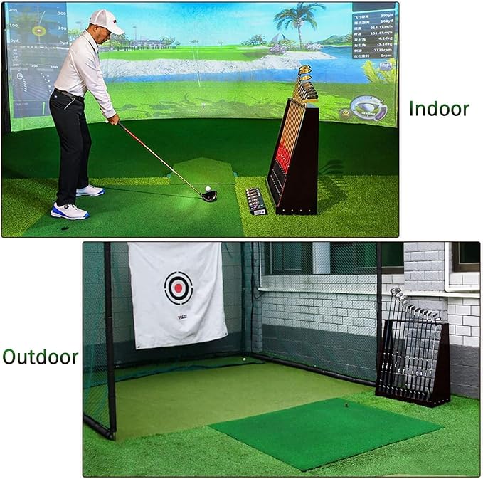 OSCCAR Golf Club Display Stand Large Wood Freestanding Floor Corner Storage Rack Holds 3 Clubs for Pool Cues & Fishing Rod