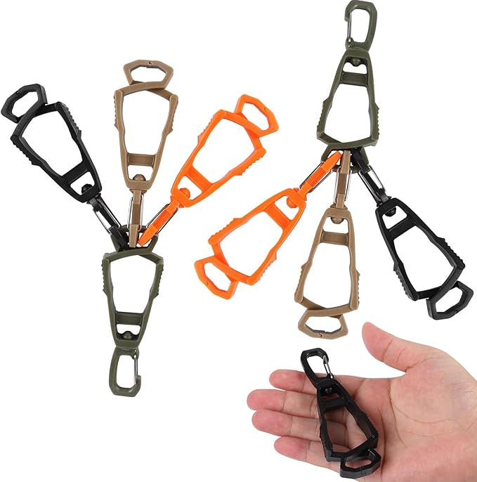 8 Pcs Glove Holder Clip Set, Work Safety Glove Holder Clip, Heavy-Duty Grip, Rotating Connector, Non-Marking Teeth, Lost-Prevention, for Construction, Warehouse, Landscaping, HVAC, Fishing