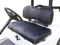 Huskey 4PCS Golf Cart Front Seat Covers for EZGO Medalist/TXT 94-13 Custom Two-Tone Black Diamond Stitching with Black Piping, Marine Grade Vinyl Material, Staple on Design