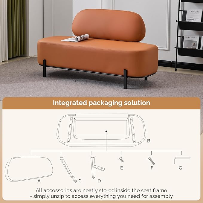 OmySalon Waiting Room Bench with Back, 55.1" Office Guest Chair, Faux Leather Upholstered Reception Seating, Lobby Bench for Beauty Salon Barbershop Airport Bank Hall Room Conference