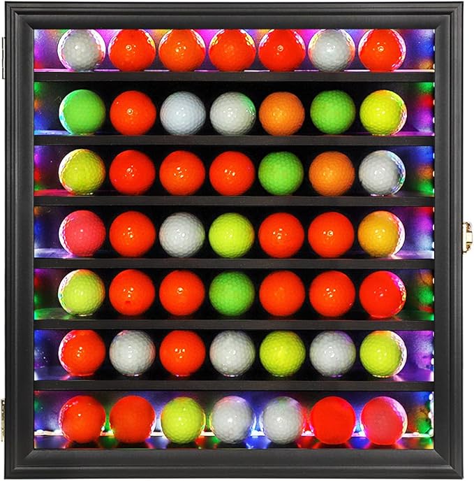 KCRasan Golf Ball Display Case - Wall Mounted Holder with Glass Door, Ideal Gift for Golf Enthusiasts