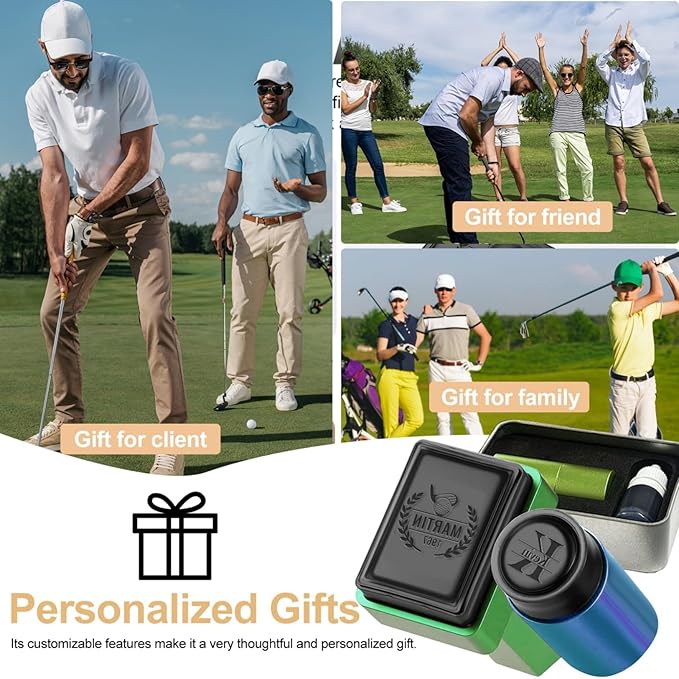 Personalized Golf Ball Stamp Golf Marker Custom Name Golf Ball Stamper with Monogram Waterproof Ink Golf Accessories Gifts for Golfer Men Women Dad Husband Boyfriend