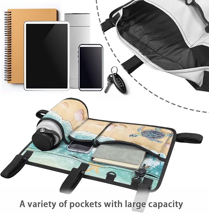 Beach Golf Cart Rear Seat Organizer Foldable Storage Bag for Club Car, Wheelchair and Walker