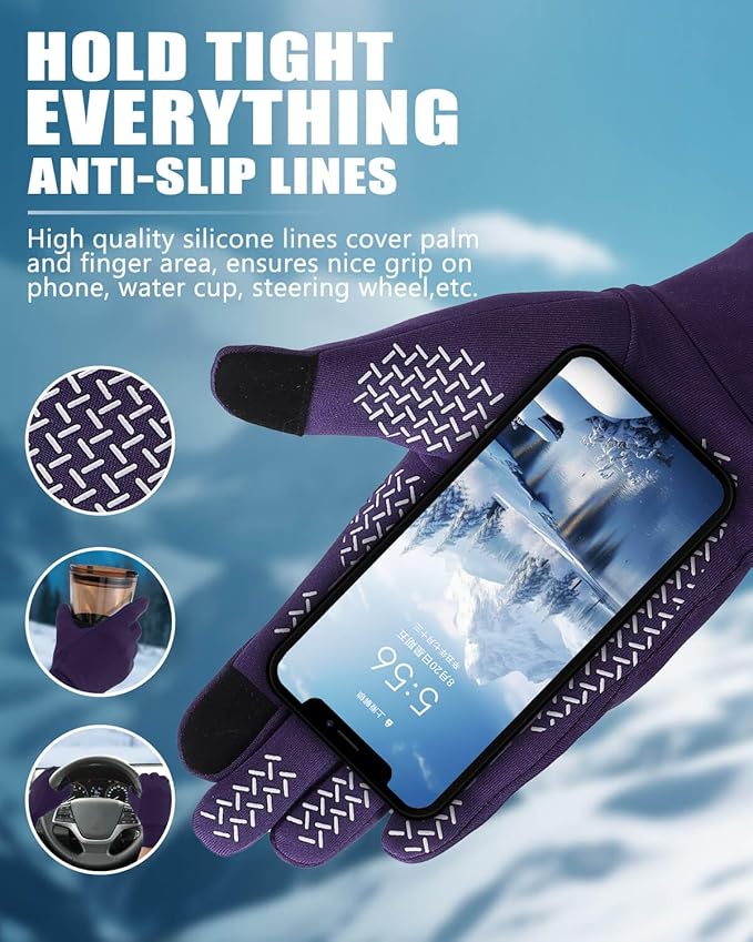 Aegend Lightweight Winter Gloves for Men Women, Warm Running Gloves Touchscreen Thermal Glove Liners for Cold Weather Driving, Cycling & Hiking, Non-Slip, Elastic Cuff, Stretchy, Durable