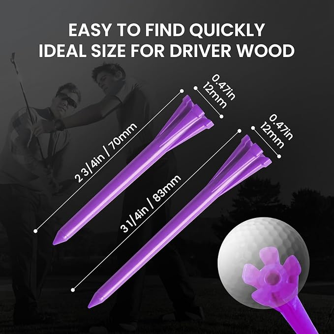 FINGER TEN Golf Tees Plastic Unbreakable Easy to Find Bulk Value 500 Count, 2 3/4 3 1/4 Inch Stable Tee Driving Range Reduce Friction, Green Red White USA Flag Practice