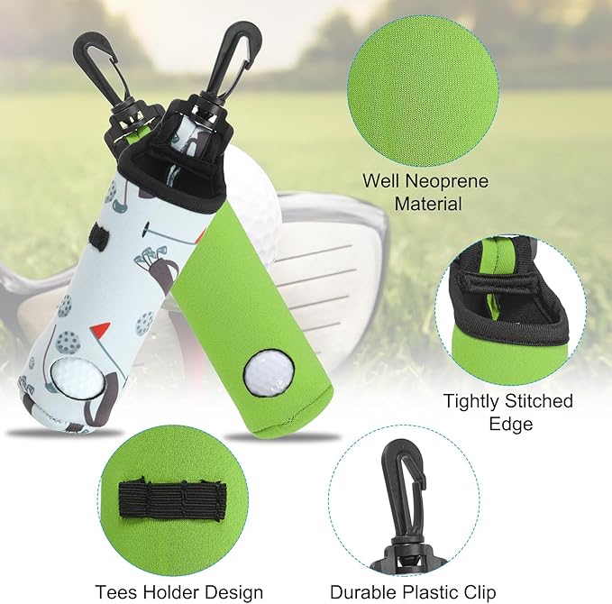 PATIKIL Golf Ball Carry Bag, Golf Tee Holder Pouch Portable Neoprene Golf Ball Holder with Clip for Men and Women Storage Gifts