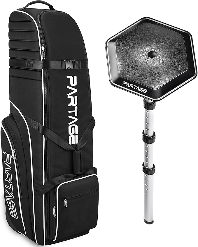 Partage Golf Travel Bag with Wheels, Golf Travel Case for Airlines, 900D Heavy Duty Oxford -Black