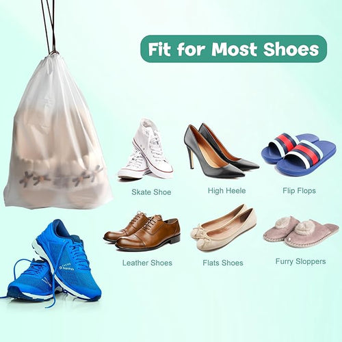 12 Pcs Shoe Bags for Travel, PLULON Clear Drawstring Travel Shoe Bags for Packing Waterproof Dustproof Shoes Organizer Pouch Travel Accessories Shoe Storage Bag for Women Men Portable Travel Essential