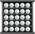 25 Golf Ball Display Case Wall Mounted -Black Golf Ball Holder with Green Velvet Backing, Anti-Fall Slots, No Assembly Needed for Golf Souvenirs & Collectibles