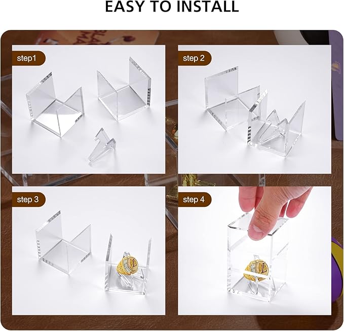 Championship Ring Display Case,Acrylic Display Box and Holder for Super Bowl Rings, Championship Rings, and Baseball Rings,for Collectors and Enthusiasts,3pcs