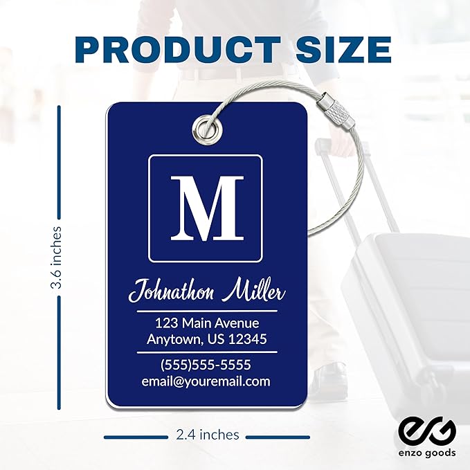 Personalized Luggage Tag | 2 Pack | Custom Luggage Tags for Suitcases | Kids Backpack Tag | 10 Color Options & Choose Font, Font Color