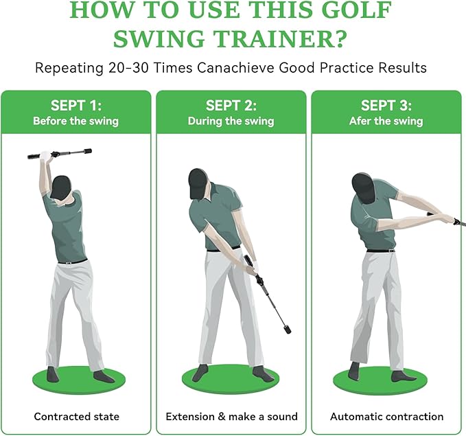 Golf Swing Training Aid, Retractable Golf Grip Trainer for Golf Training, Golf Swing Trainer with Arm Band for Warm-up, Right-Handed Grip Trainer Golf Club for Indoor & Outdoor Use
