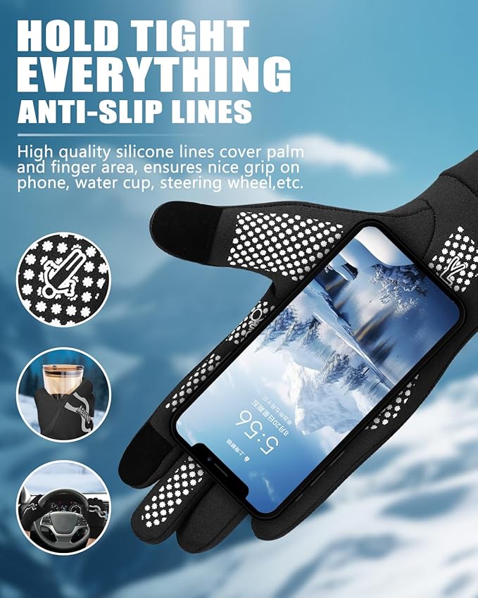 Aegend Lightweight Winter Gloves for Men Women, Warm Running Gloves Touchscreen Thermal Glove Liners for Cold Weather Driving, Cycling & Hiking, Non-Slip, Elastic Cuff, Stretchy, Durable