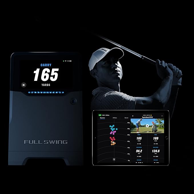 Full Swing Kit Golf Launch Monitor | Portable Indoor/Outdoor Swing Data Analyzer | 16 Club & Ball Metrics | 4K Camera & OLED Display