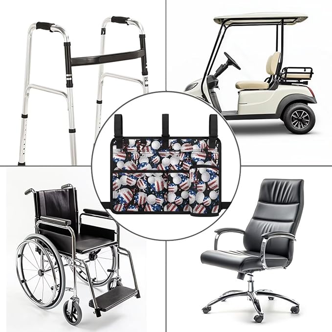 Fashion Golf Cart Rear Seat Organizer Lightweight Storage Bag Accessories for Club Car, Wheelchair and Walker
