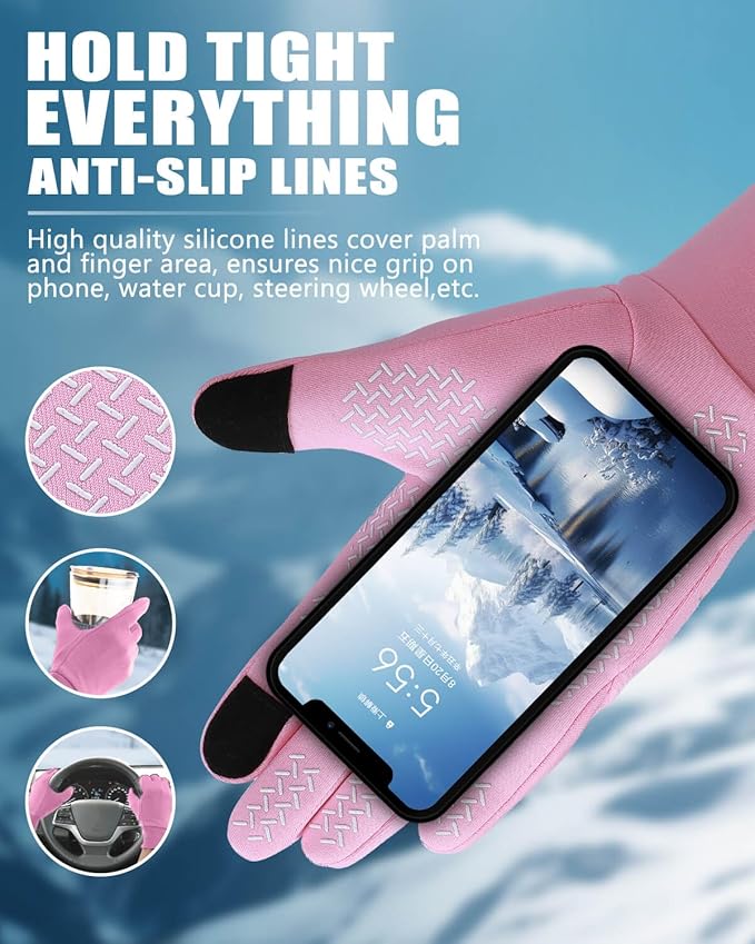 Aegend Lightweight Winter Gloves for Men Women, Warm Running Gloves Touchscreen Thermal Glove Liners for Cold Weather Driving, Cycling & Hiking, Non-Slip, Elastic Cuff, Stretchy, Durable