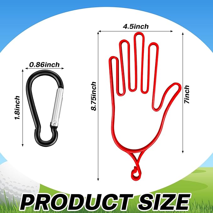 6 Pcs Golf Gloves Holder with 6 Metal Hanging Hooks Golf Gloves Stretcher Support Keeper Drying Rack Tool Accessories Men Women Golfer