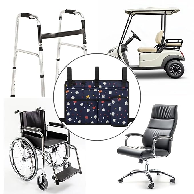 Golf Ball Golf Cart Rear Seat Organizer Universal No Drilling Storage Bag Lightweight Accessories