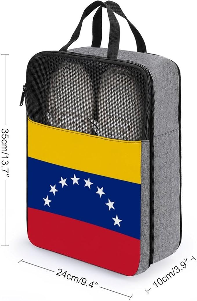 Portable Travel Shoe Bag with Zipper Foldable Sneaker Shoe Organizer Bag Venezuela Flag Lightweight Sneaker Bags