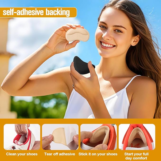 8 Pcs Shoe Fillers & Heel Pads for Loose or Too Big Shoes – Toe Cushions & Heel Grips for Women and Men, Comfort Insoles for Heels, Sneakers, Boots – Pain Relief & Better Fit(Beige)