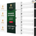 ROYAL CRAFT WOOD Adjustable Bamboo Caddy Expandable Drawer Organization Separators For Kitchen, Dresser, Bedroom, Bathroom and Office, 4-Pack (Large (up to 22)), White