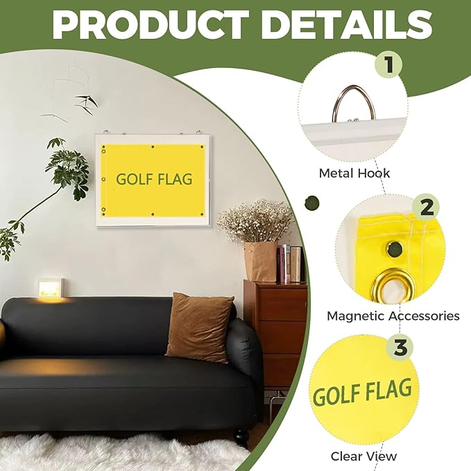 Acrylic Golf Flag Frames for 13'' x 17'' Golf Flag, Clear Boat Golf Garden Flags with Magnetic Mount, Banner Frame Shadow Boxes with Canvas Mat