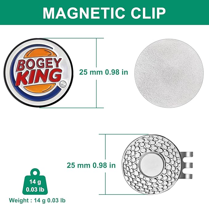 Golf Ball Marker Hat Clip, Funny Golf Accessories, Golf Gifts for Men 25 MM