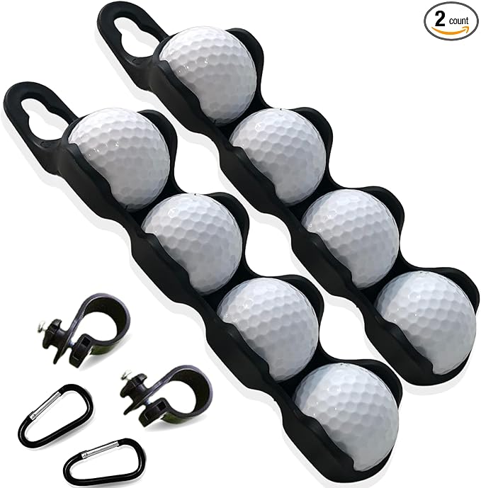 Golf Ball Holder - Holds 4 Golf Balls, Easy Attachment to Bag or Cart, Gift Accessories for Men and Women