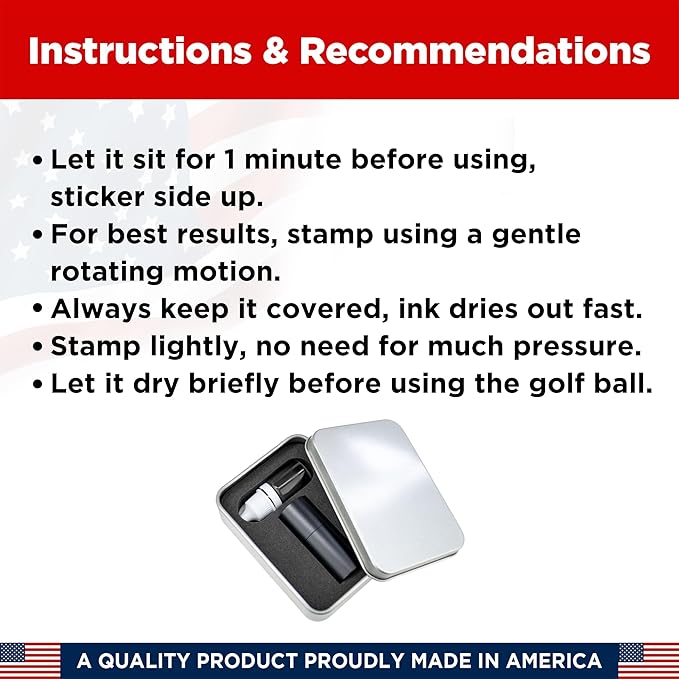 Personalized Golf Ball Marker Stamp with TiteSeal™ Technology - Many Designs to Choose - Gold Case